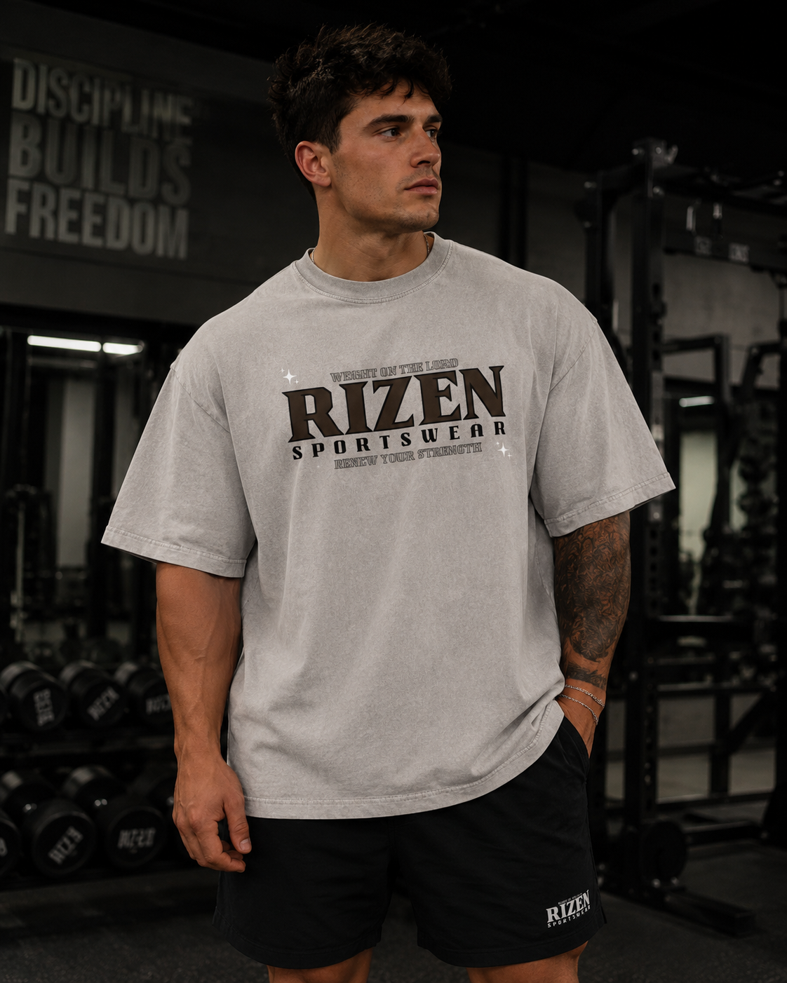 "STRENGTH & SHIELD" GRAPHIC OVERSIZED TEE
